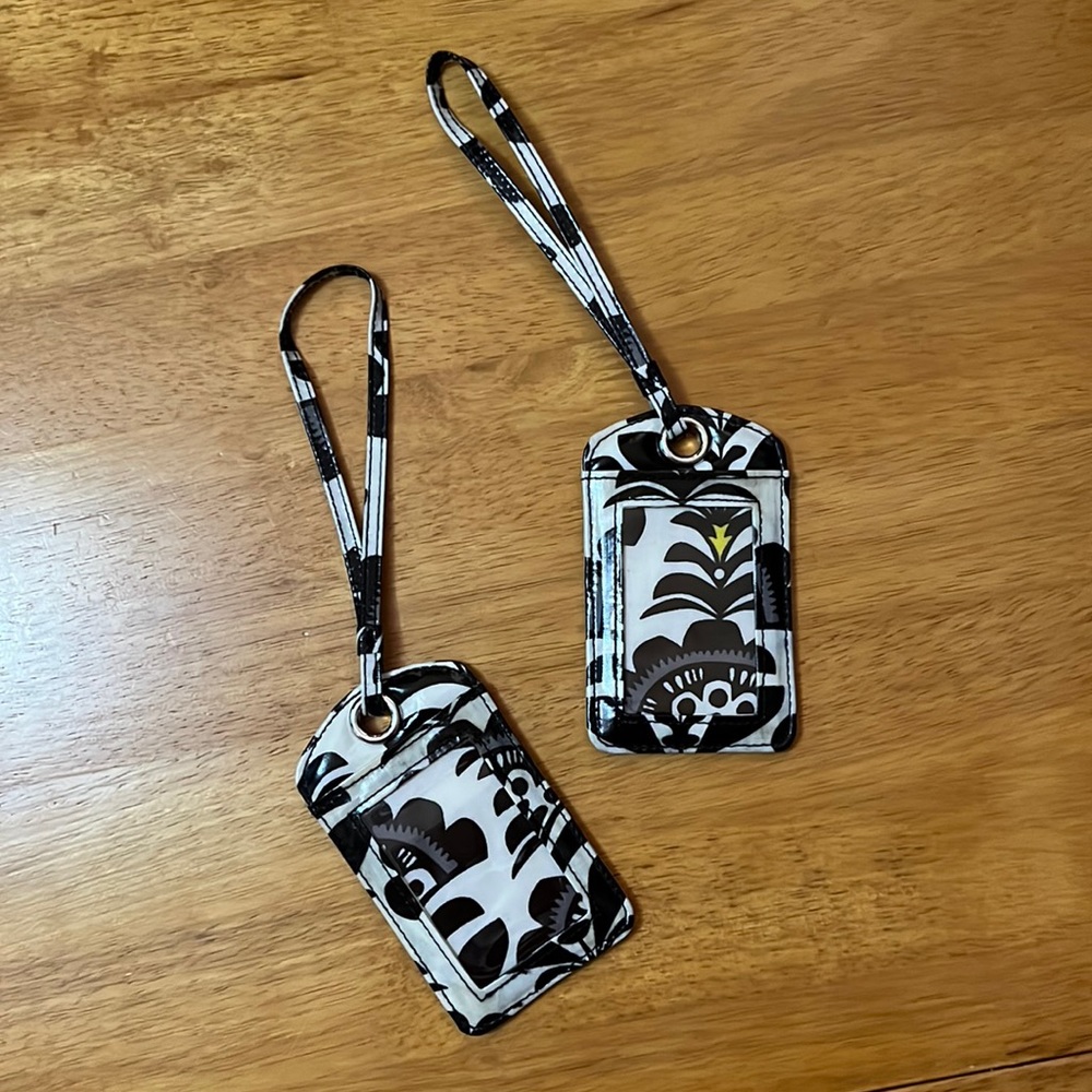Vera Bradley Luggage Tag 2Pc Set Fanfare ID or Business Card Holder